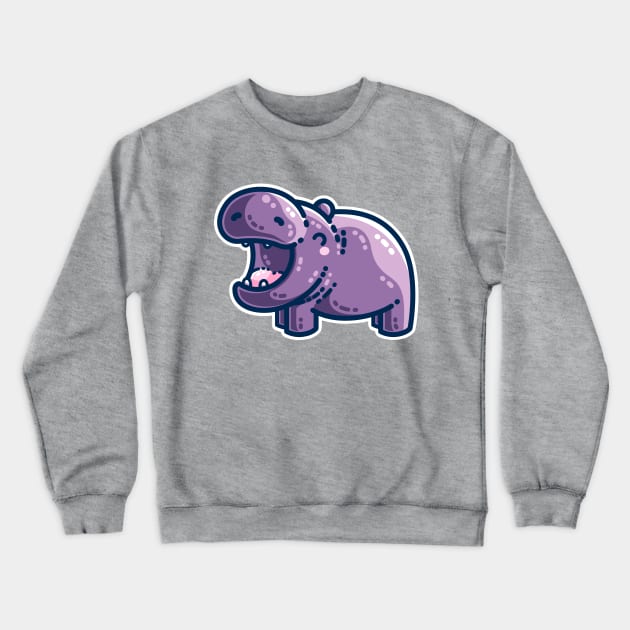 Purple Hippo Kawaii Cute Crewneck Sweatshirt by freeves